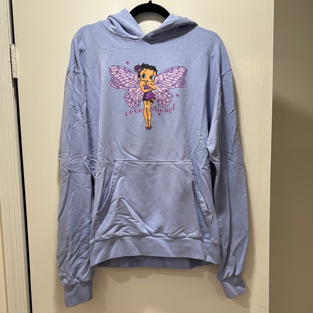 Light Purple Hoodie with Cartoon Graphic